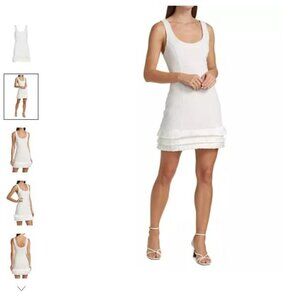 Cinq a Sept Hattie Fringe Burlesque Wedding Guest Off-White Mini Dress Size 8